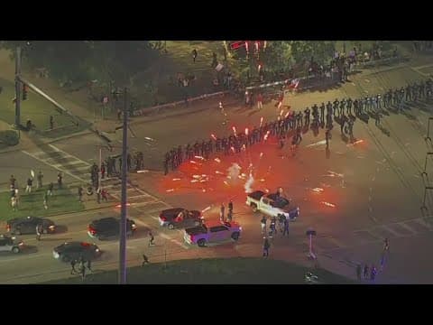Dallas police move in on anti-ICE protestors after 'unlawful assembly' declaration