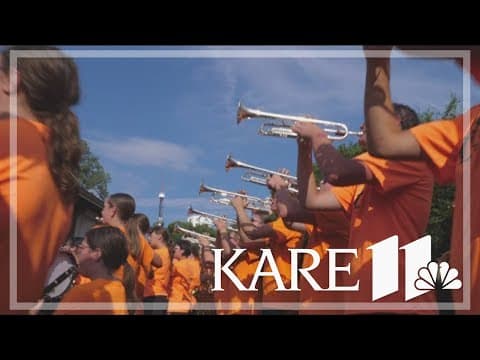 Farmington Highschool Marching Band drops by KARE 11 Barn