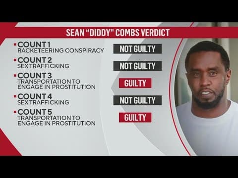Verdict announced in Sean 'Diddy Comb' sex trafficking trial | Guilty on 2 of 5 charges
