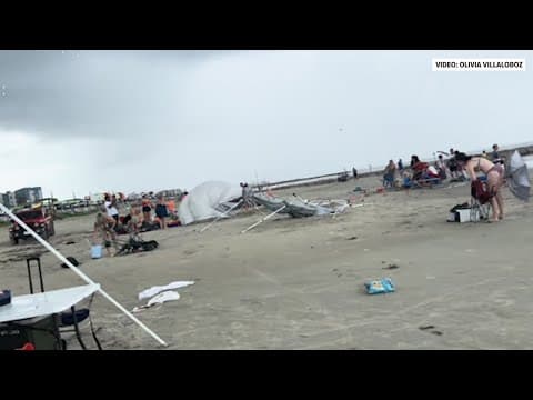 Galveston waterspout collapses tents, sends beach items flying