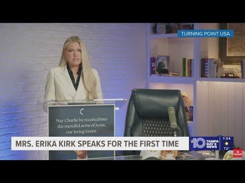 Erika Kirk, Charlie Kirk's widow, vows to continue his work in first remarks since his assassination