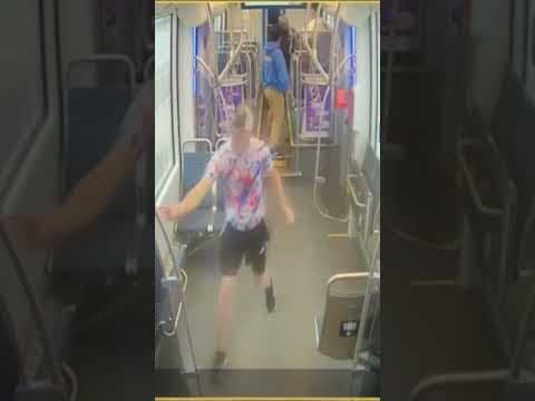 Surveillance footage shows Seattle light rail stabbing #shorts