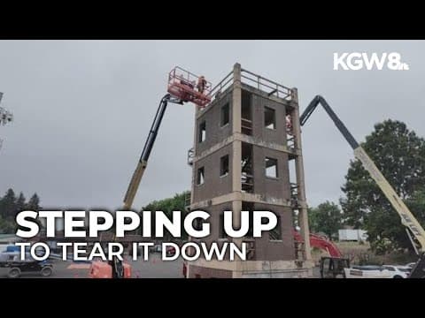 Apprentices donate labor to dismantle old Gresham Fire training tower
