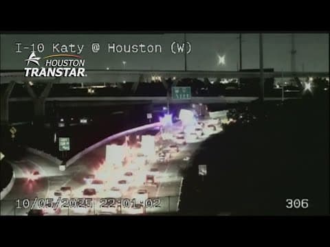 Houston Avenue bridge struck by semi-truck, blocking eastbound lanes on the Katy Freeway