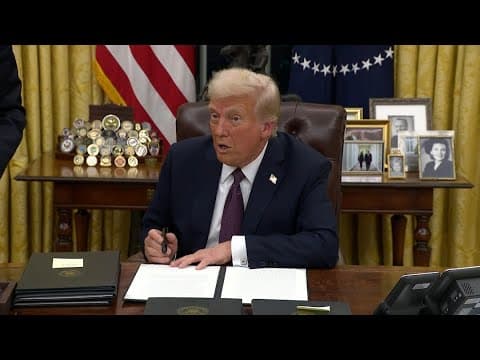 Trump signs several executive orders inside the Oval Office on Day 1 (Jan. 20, 2025)