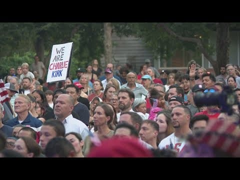 Hundreds gather in downtown Houston for candlelight vigil honoring Charlie Kirk