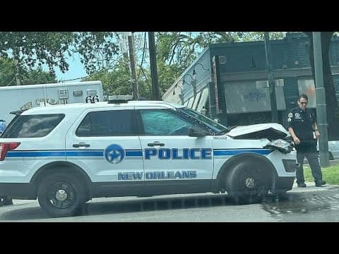 NOPD vehicle hits power pole during pursuit, officer injured