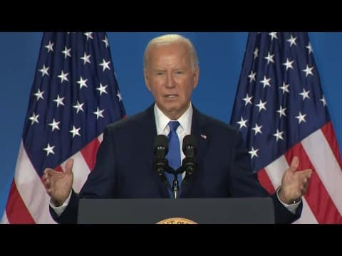 Joe Biden discusses Article 5 at the end of his speech before taking questions from reporters