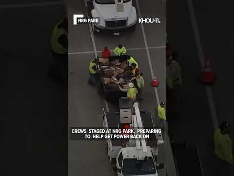 Power crews staging at NRG Park, preparing to restore power #shorts