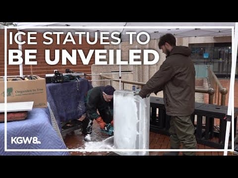 Portland Winter Light Festival unveiling 2 ice statues