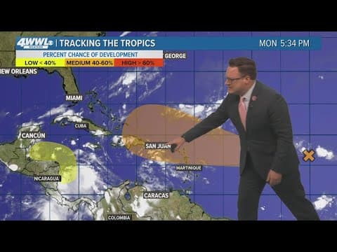 Monday 10 PM Tropical Update: Tracking 2 areas but no immediate threats for the Gulf Coast