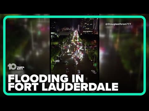 Fort Lauderdale downtown street floods amid heavy rainfall