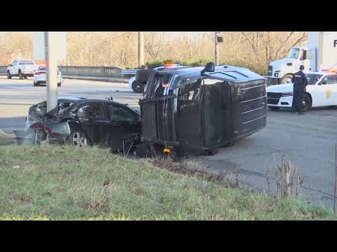Police officer injured, 4 people in custody after pursuit ends in crash on Indy's near north side