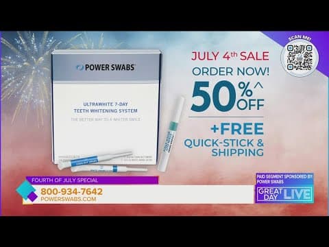 Get whiter teeth with this 4th of July day special from Power Swabs