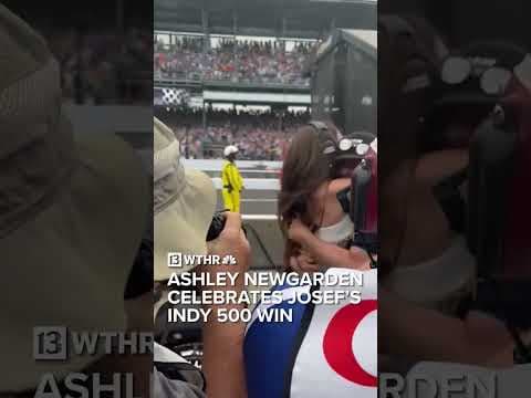 Ashley Newgarden celebrates Josef Newgarden's Indy 500 win