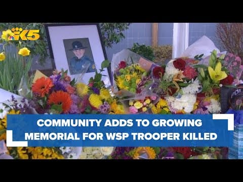 Community continues to add to memorial for WSP trooper hit, killed on I-5