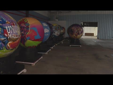 24 giant basketballs painted for 2024 NBA All-Star Game of local high school basketball team's story