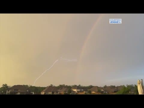 Evening storms produce double rainbow in Magnolia