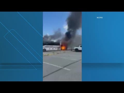 WATCH: Tour bus catches fire in Montgomery County