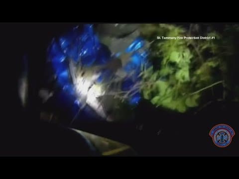 Helmet cam captures dramatic Slidell rescue after car flips into canal brush