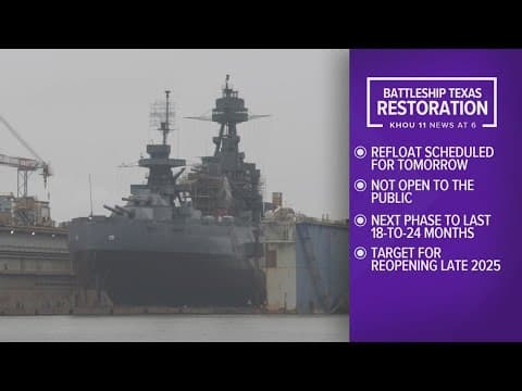 Battleship Texas to be placed back into water for next phase of restoration