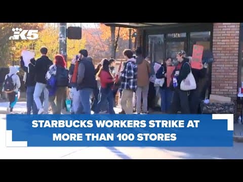 Starbucks workers strike at more than 100 stores on 'Red Cup Day'