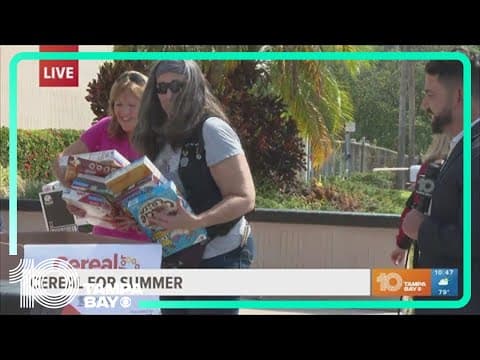 Hundreds of boxes of cereal dropped off in front 10 Tampa Bay's studio