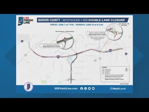 I-465 closures affect westbound lanes on Indy's south side
