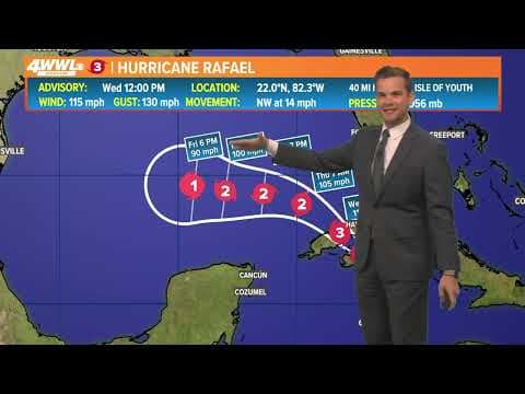 Wednesday 12PM First Weather: Hurricane Rafael strengthens to Cat. 3