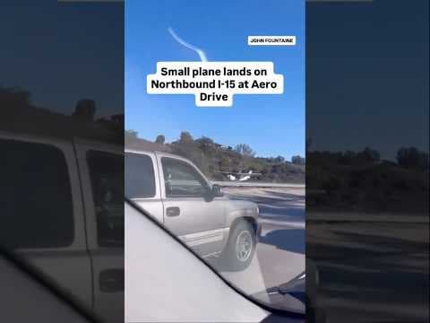 Small plane lands on northbound I-15 at Aero Drive