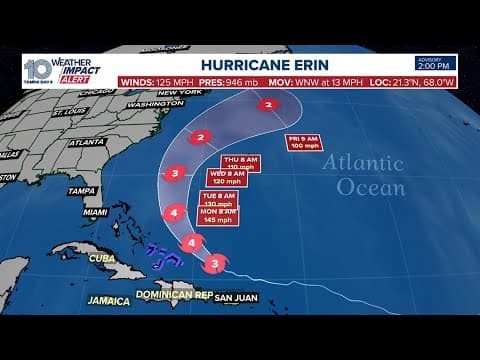 Hurricane Erin update: major hurricane expected to re-strengthen, threaten Turks & Caicos