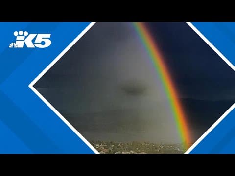 Double rainbow glows over Seattle's skyline