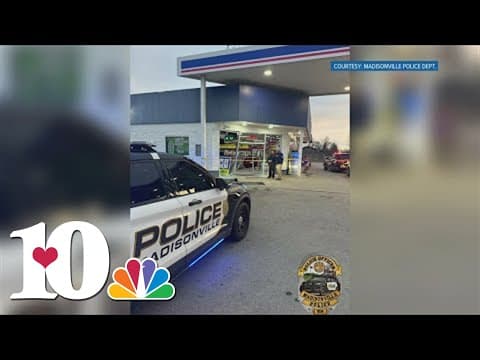 Woman arrested after driving car into Madisonville gas station