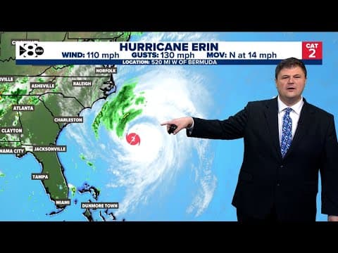 Hurricane Erin: Now a Category 2 storm is moving closer to North Carolina’s Outer Banks