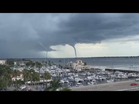 Double waterspouts spin off the coast of Manatee County