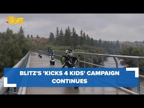 Seahawks mascot Blitz's 'Kicks 4 Kids' scoot across Washington state continues Tuesday