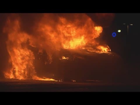 Car engulfed in flames on North Freeway