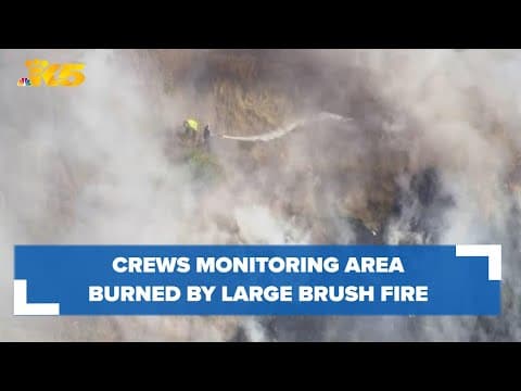 Crews continue to monitor area burned by large brush fire along I-5 in Marysville