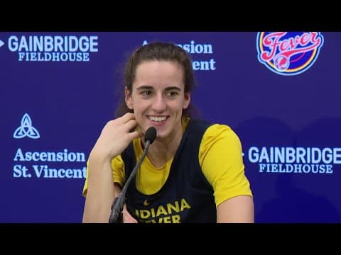 Indiana Fever's Caitlin Clark talks ahead of the home opener with the New York Liberty