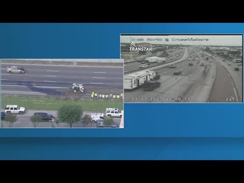 Crews work to clean up fuel spill on North Freeway at Crosstimbers