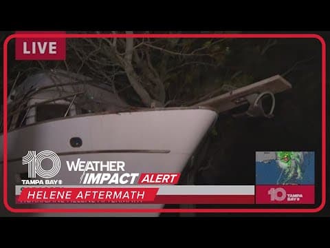 Boat washes up into Sarasota park from Helene impacts