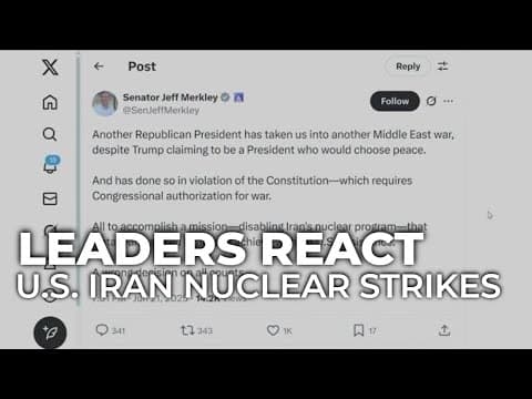 Oregon Sen. Jeff Merkley condemns Trump decision to have US bomb Iranian nuclear sites