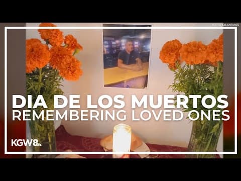 Mother and son honor their loved one on Dia de los Muertos