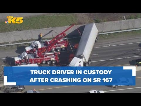Driver in custody for DUI after semi-truck overturns on SR 167 in Algona