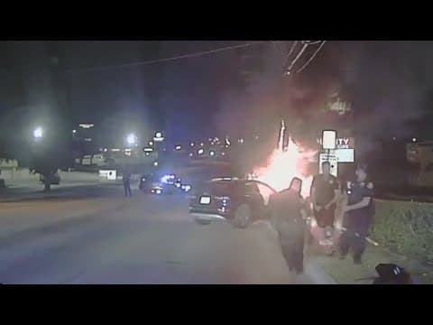 Police officers pull unconscious man from burning car in North Texas