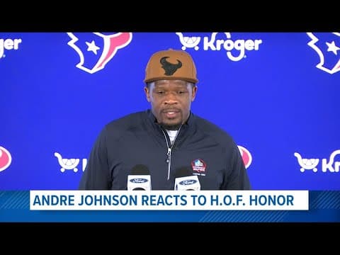 Andre Johnson speaks in Houston after last week's election to Hall of Fame