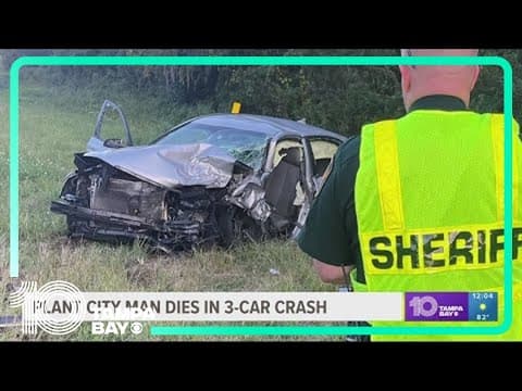 Car's engine becomes completely detached after driver crashes into 2 other vehicles near Lakeland