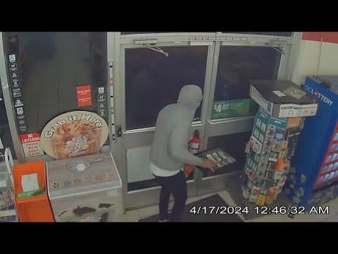 Police search for person who robbed a 7-Eleven after spraying the clerk with a fire extinguisher