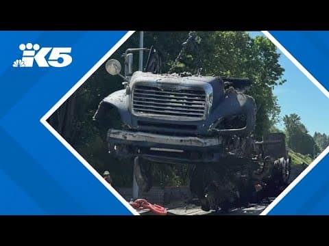 Truck catches fire after hit-and-run crash on I-405 in Renton