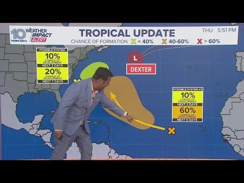 Tracking the Tropics: NHC monitoring 2 systems in the Atlantic; Dexter becomes post-tropical